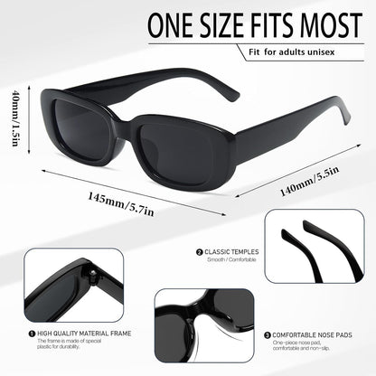 Pibupibu 40 Pack Rectangle Sunglasses Bulk 90s Retro Cool Party Sunglasses for Women Men Fun Glasses Set