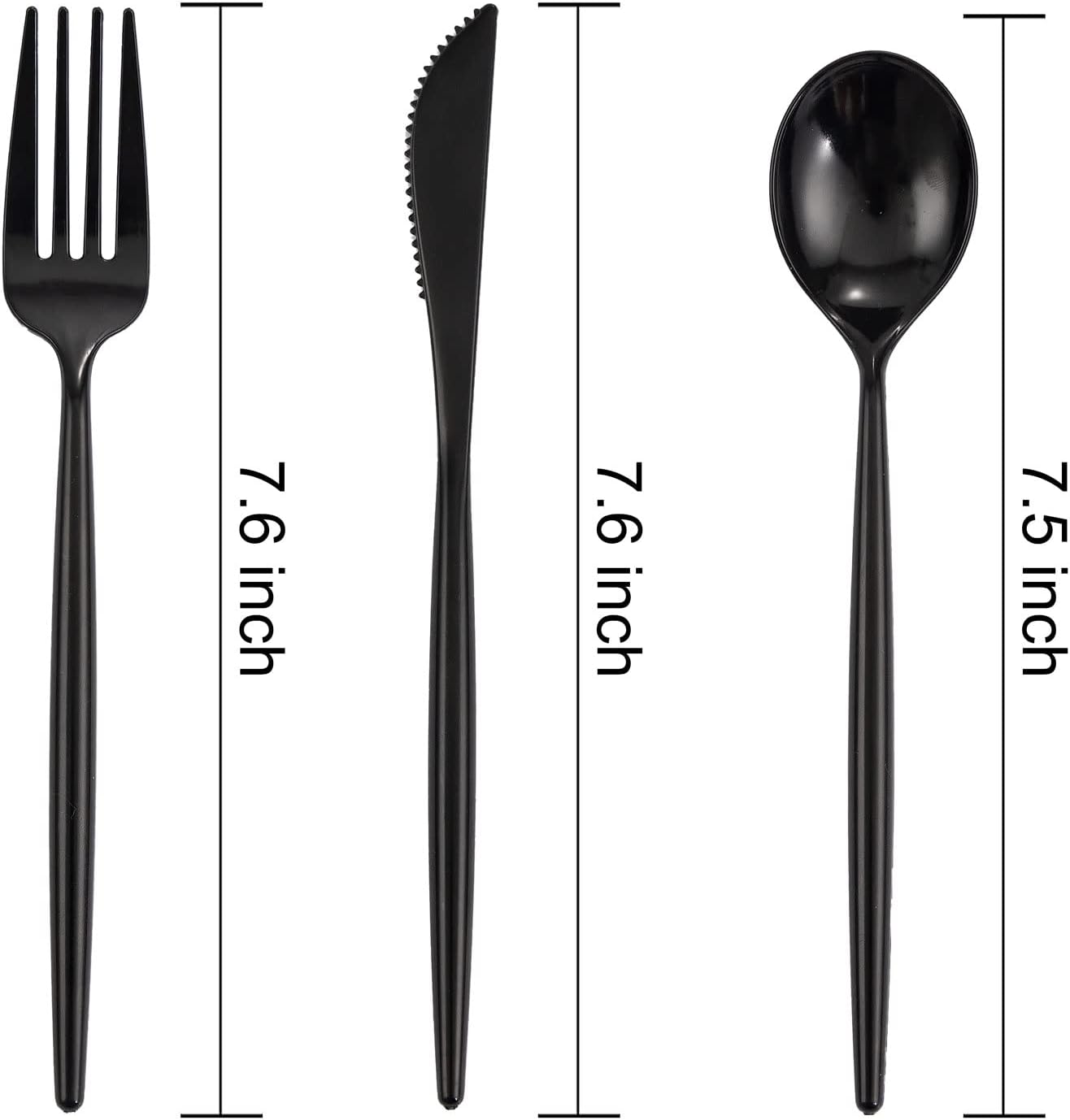 Supernal 180pcs Black Plastic Silverware Set - Heavy Duty Disposable Utensils (60 Forks, 60 Knives, 60 Spoons) - Elegant Black Cutlery for Parties, Weddings & BBQ