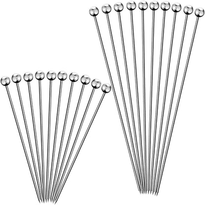 15PCS Cocktail Picks for Drinks, Stainless Steel Cocktail Toothpicks, Reusable Cocktail Skewers, Garnish Picks Bloody Mary Skewers, Metal Martini Picks for Olives Appetizers Fruit (4.3 Inch)