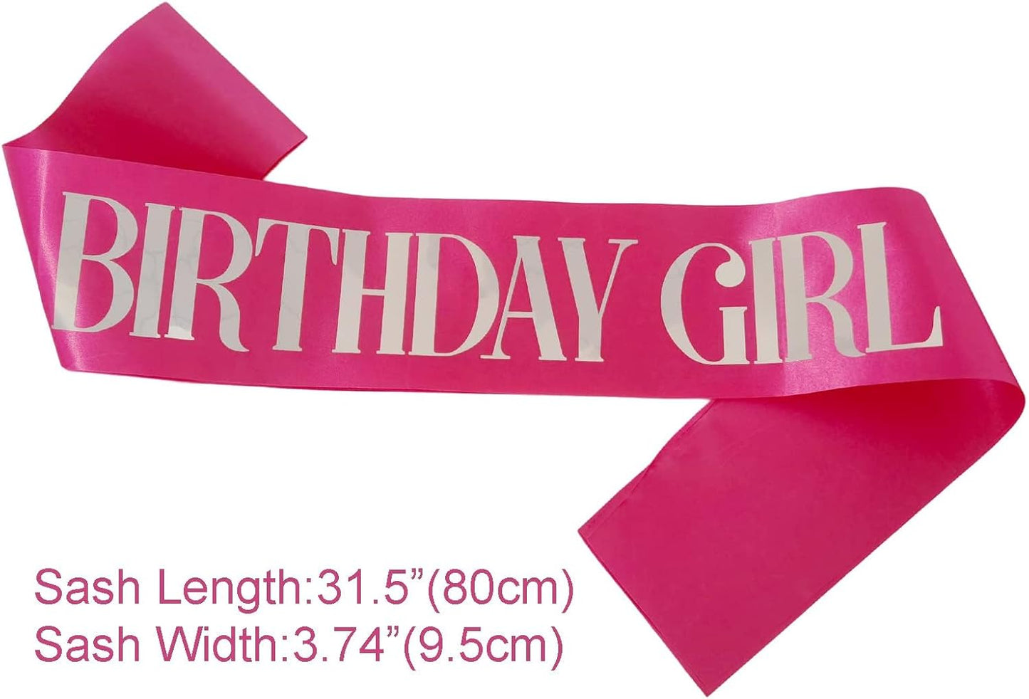 Birthday Girl Sash, Pink Foil White Birthday Sash for Girl Sweet 16th 18th 20th 21st 30th Fun Birthday Party Gifts Favors Decorations