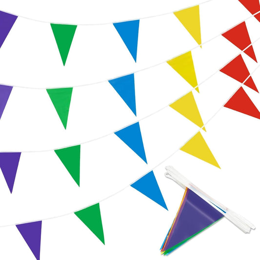 MAQIHAN 52.5 Feet Colorful Pennant Banner Flags - Multicolor Triangle Bunting Flags Triangle Pennant Flag Carnival Decorations Supplies for Carnival Birthday Party Opening Christmas Classroom Decor