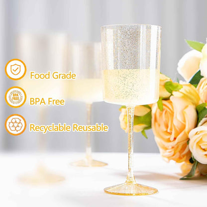Ciaell 36 Pack Plastic Champagne Flutes - 6 Oz Disposable Champagne Glasses - Square Clear Plastic Toasting Glasses for Party Birthday Anniversary Wedding