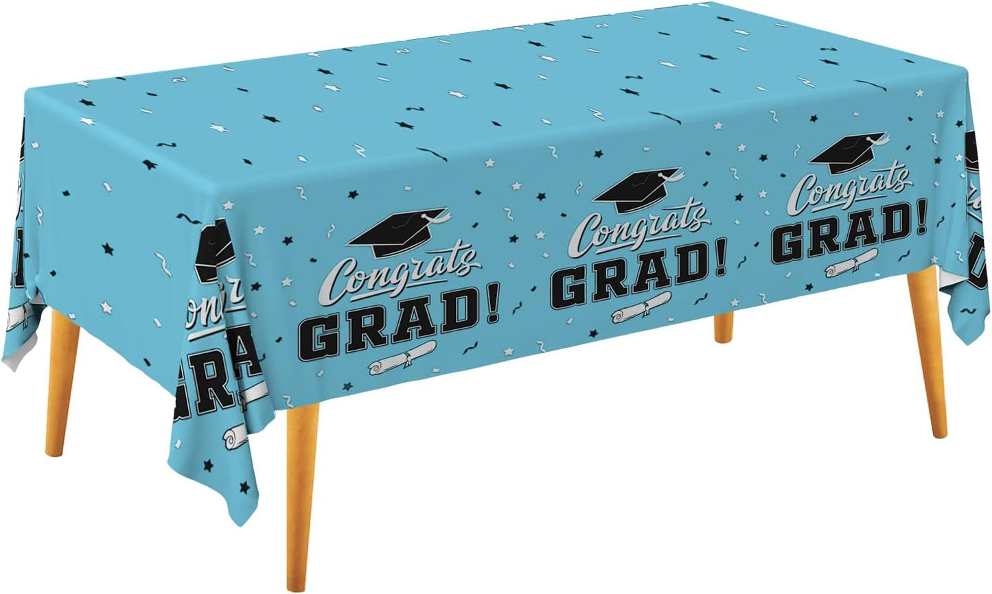 Gatherfun Graduation Party Decorations, Gongrats Grad Tablecover for Graduation Party Supplies, 3 pcs Green Table Cloths, 54"x108"