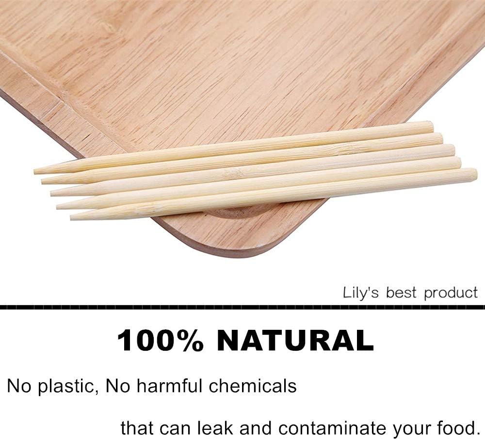 HOPELF 4" Natural Bamboo Skewers Sticks for Appetiser，Fruit，Cocktail，Kabob，Chocolate Fountain，Grilling，Barbecue，Kitchen，Crafting and Party.More Size Choices 4"/6"/8"/10"/12"/14"/16"/17.5"/30"/36"