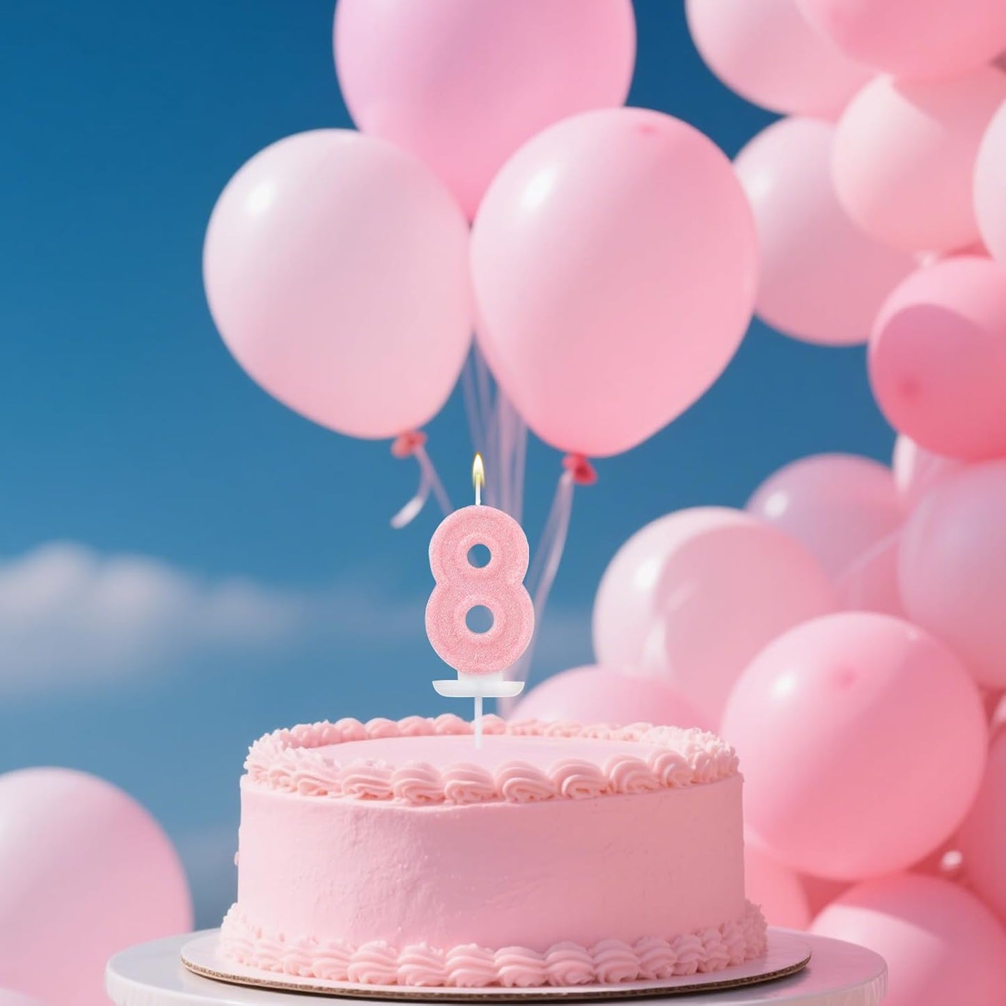 Pink Number One Birthday Candles, Romantic Cake Glitter Pink Number 1st Candles Anniversary Cake First Topper Decoration Cute Birthday Party Supplies for Wedding Anniversary Celebration Supplies (1)