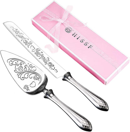 Cake Knife and Server Set,18/10 Stainless Steel Cake Cutting Set, Sweet Love Cake Serving Set Perfect For Wedding, Birthday,Home, Parties and Events