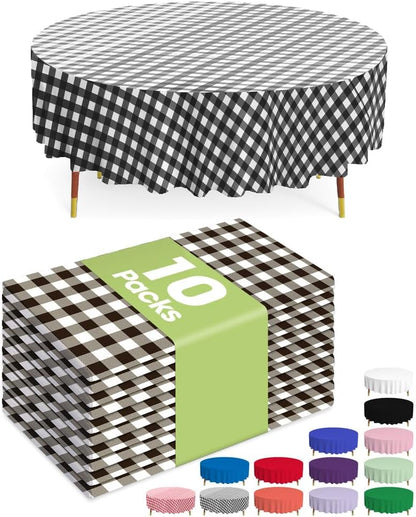 Pureegg Plastic Table Cloth 10 Pack, 54 x 108 Inch Disposable Table Cloths for Party, Picnic and Wedding, Rectangle, White - Colors A