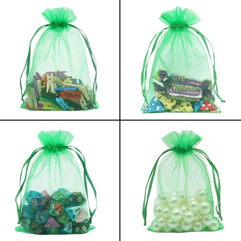 HRX Package 100pcs White Organza Bags, 4x6 inch Mesh Bags Drawstring Gift Bags Jewelry Pouches for Candy Wedding Favors Christmas