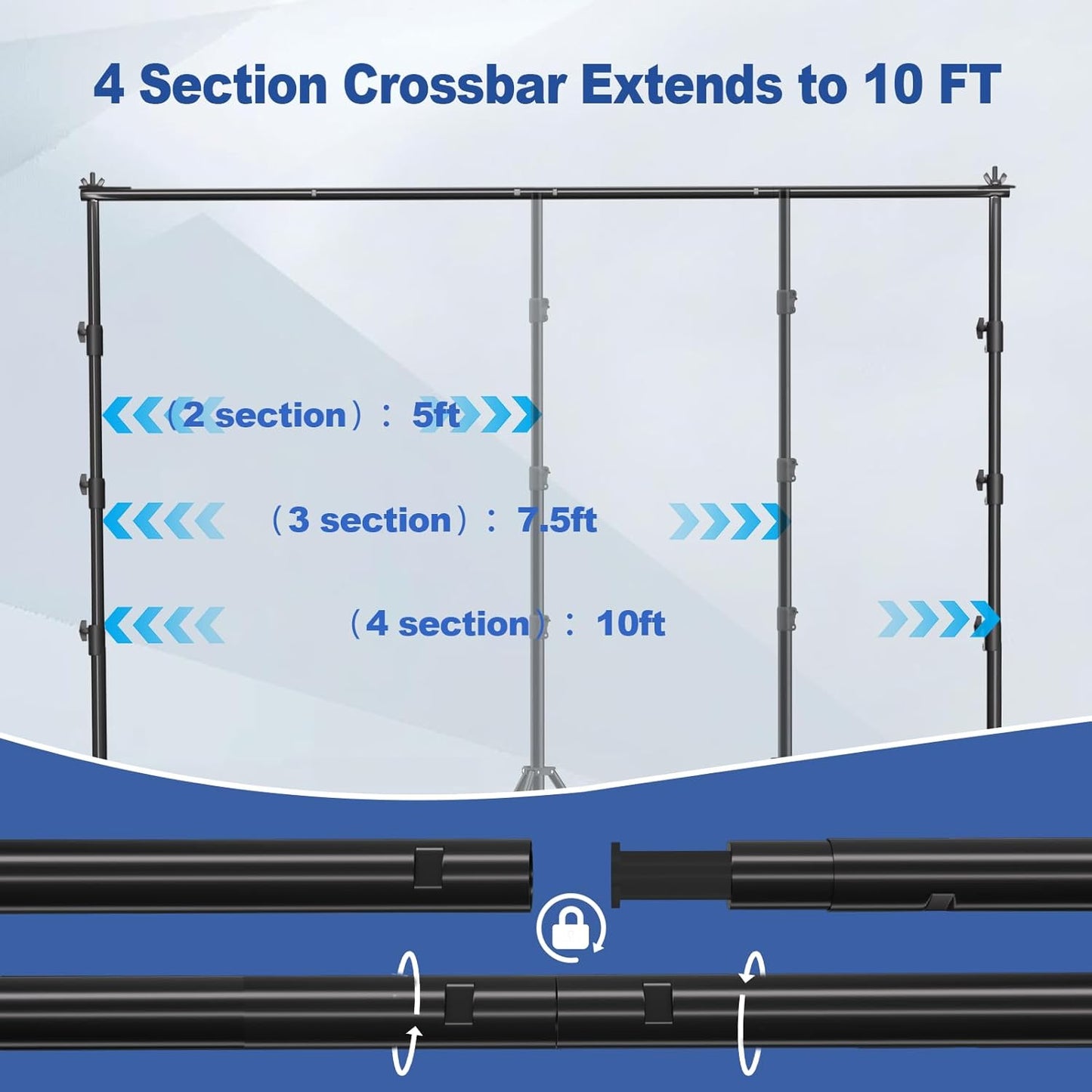 12 x 10ft Photo Video Studio Heavy Duty Backdrop Stand, Adjustable Photography Background Support Systemt Kit with Shock-Proof Spring, Carrying Bag, 6 Clamps