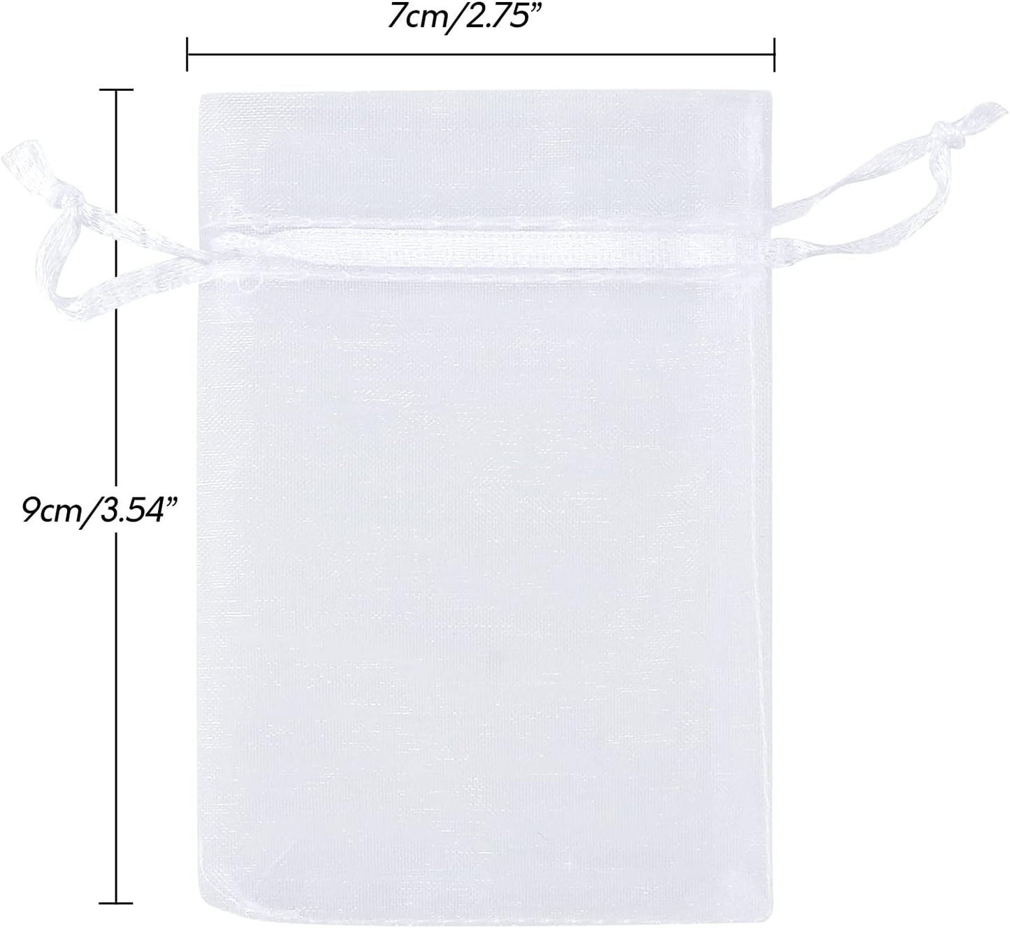 joycraft 50Pcs Organza Bags, 2x3 inch Gift Favor Bags, White Wedding Favor Bags, Jewelry Pouches with Drawstring, Mesh Bags Drawstring for Jewelry, Festival, Makeup, Candy, Desserts