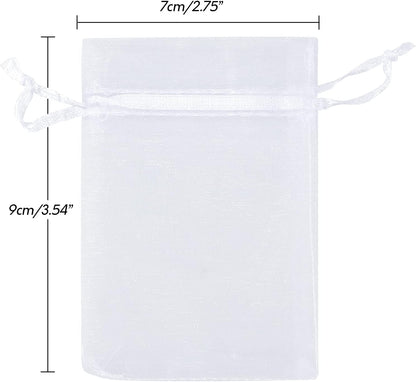 joycraft 50Pcs Organza Bags, 2x3 inch Gift Favor Bags, White Wedding Favor Bags, Jewelry Pouches with Drawstring, Mesh Bags Drawstring for Jewelry, Festival, Makeup, Candy, Desserts