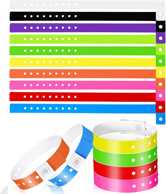 60 Pcs Vinyl Wristband in 10 Colors, Plastic Wristbands for Events, Neon Plastic Event Wristbands, Colored Bracelet Wristband for Events, Concerts, Carnivals, Nightclubs, Bars, Park