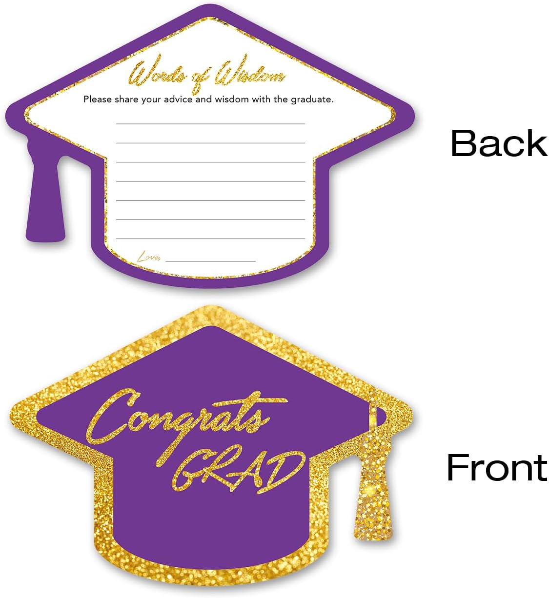 Yuzi-n Graduation Advice Cards for The Graduate (50 Pack), High School or College Graduation Party Games Decorations Supplies, Well Wishes Card for Graduates, Advice For The Graduate Cards (Black)