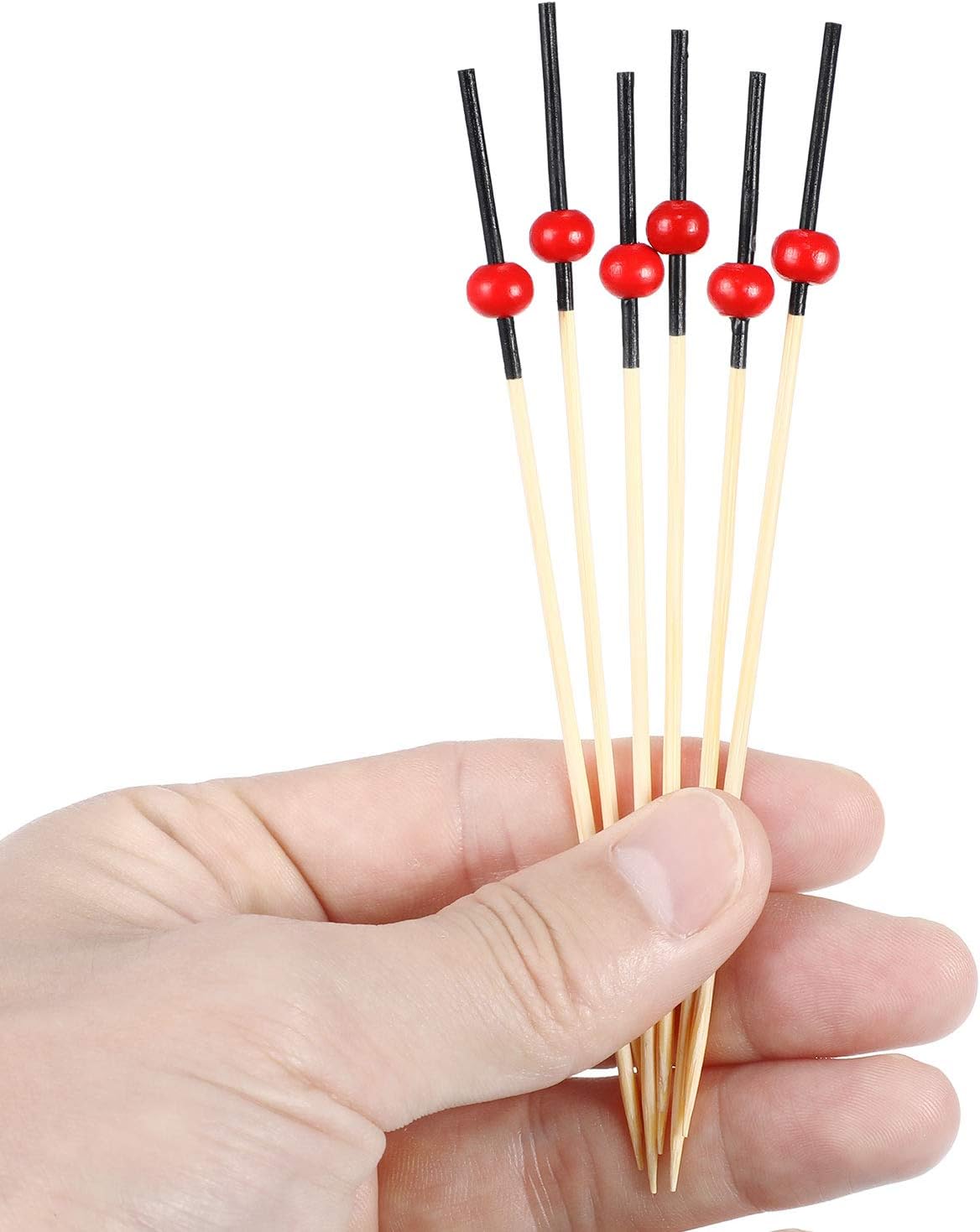 Blulu 200 Pack Cocktail Picks Fancy Toothpicks for Appetizers 4.7 Inch Pearl Cocktail Skewers for Drink Bamboo Flavored Stick Charcuterie Fruit Food Accessories Birthday Wedding Party Decor