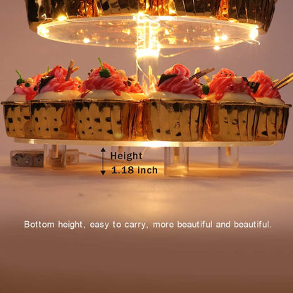 YestBuy Cupcake Stand with Yellow Led Lights, 4 Tier Cupcake Stand for 50 Cupcakes, Acrylic Cupcake Tower Stand, Clear Tiered Cupcake Holder for Birthday Cady Bar Décor Weddings, Parties Events