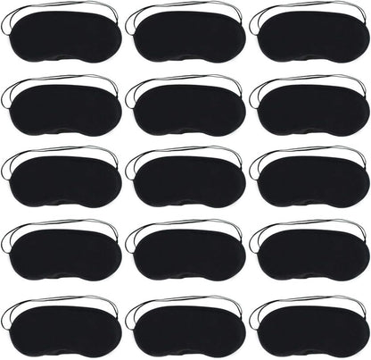 Wobe 30 pcs Black Eye Mask Cover, Sleep Mask with Nose Pad and Elastic Straps Comfortable Lightweight Blindfold Eyeshade Eyepatch for Kids Women Men for Travel Sleep or Party Supplies Game