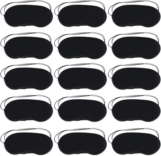 Wobe 30 pcs Black Eye Mask Cover, Sleep Mask with Nose Pad and Elastic Straps Comfortable Lightweight Blindfold Eyeshade Eyepatch for Kids Women Men for Travel Sleep or Party Supplies Game