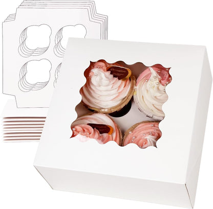 Bakepacker Auto-pop up 6 Cupcake Boxes with Window 20 Count Pink Box 9.4 x 6.1 x 3 inch Cupcake Carrier
