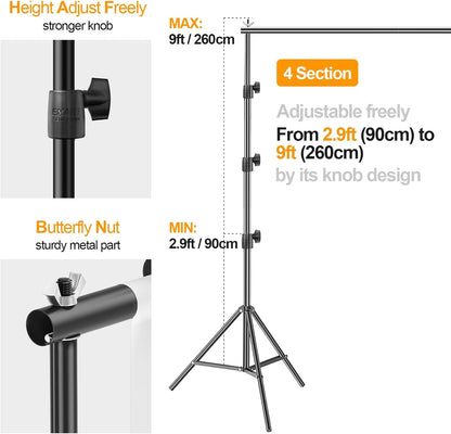 EMART Photo Backdrop Stand kit, 8.5 x 10 ft Back Drop Adjustable Frame for Photography, Photoshoot Banner Background Support Holder for Parties Dectoration