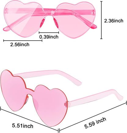AEAHALY Heart Sunglasses for Women and Men Rimless Heart Shaped Sunglasses Bachelorette Bride Party Accessories
