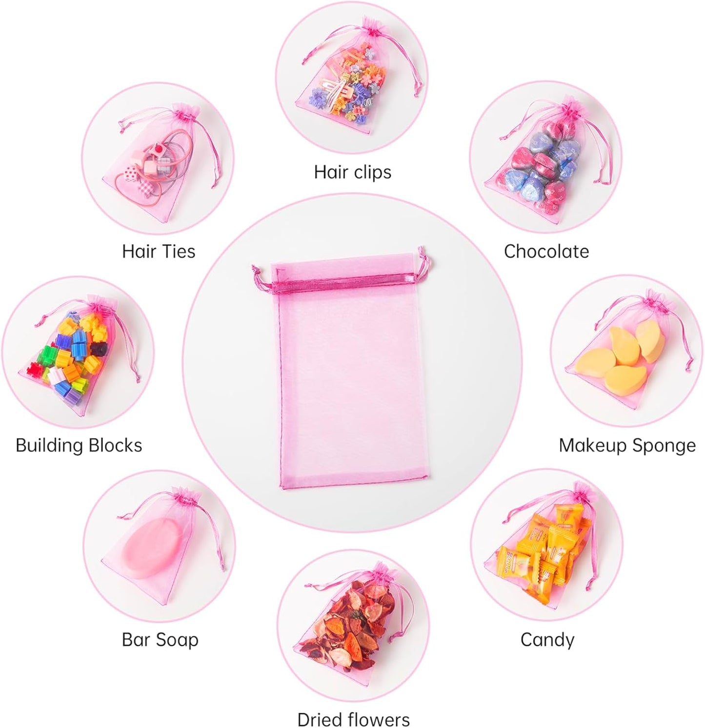 100PCS White Organza Bags, 4x6 Inch Small Mesh Bags Drawstring, Jewelry Gift Bags for Easter, Party, Festival, Bathroom Soaps, Makeup
