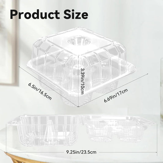 40 Pack 4-Compartment Clear Plastic Cupcake Boxes, 4-Cavity Cupcake Holders, Clear Cupcake Containers (20)