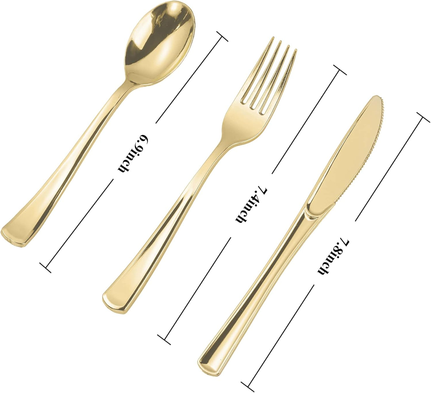N9R 60PCS Gold Plastic Silverware - Gold Plastic Cutlery Set Disposable Flatware Dinnerware -30 Forks, 15 Spoons, 15 Knives for Party, Thanksgiving, Christmas