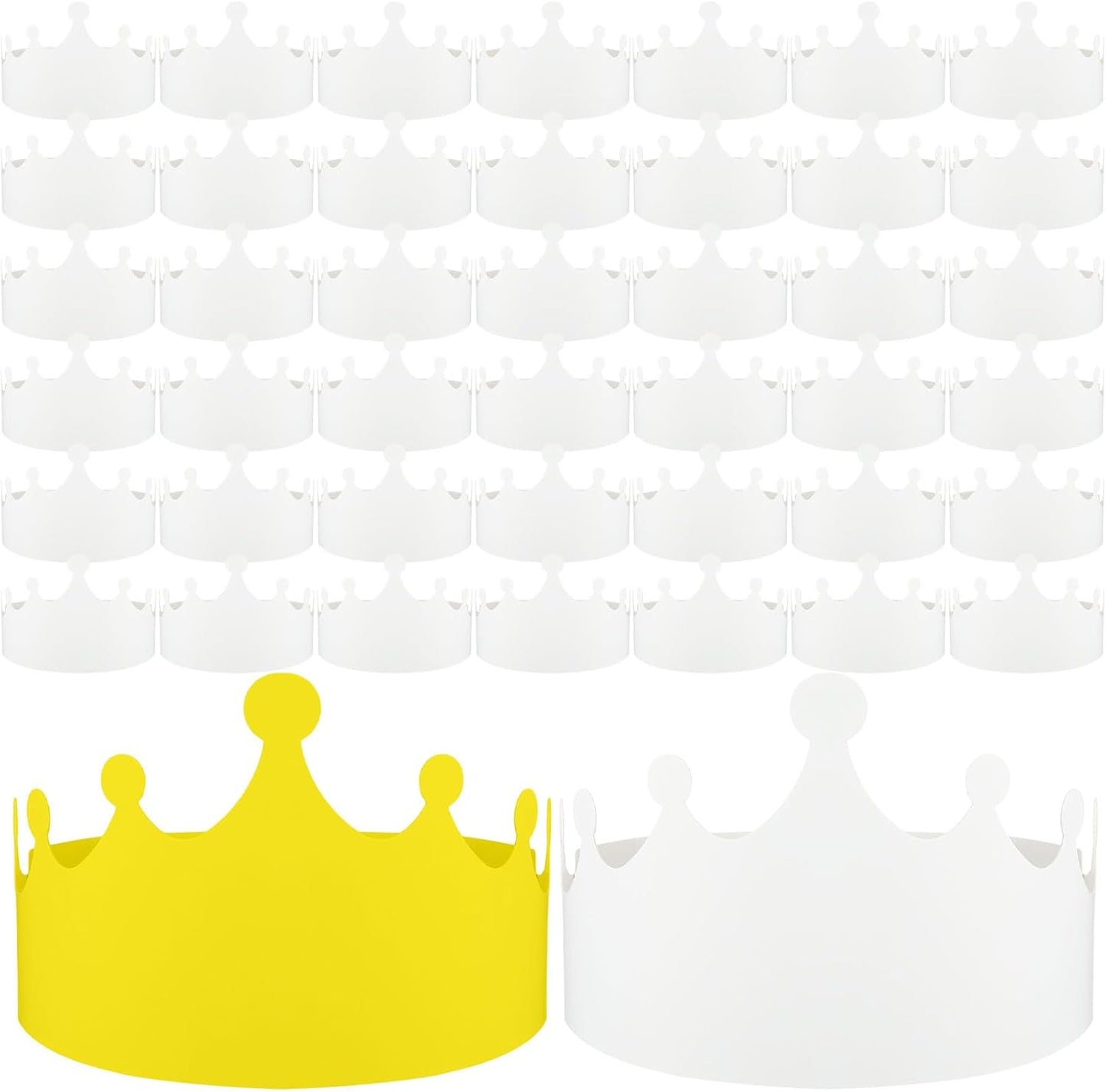 Jetec 50 Pcs White Paper Crowns Kids DIY Birthday Crowns for Classroom Birthday Party Hats Decorations Baby Shower Supplies (Traditional)
