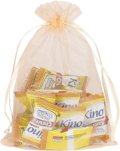 HRX Package 100pcs White Organza Bags, 4x6 inch Mesh Bags Drawstring Gift Bags Jewelry Pouches for Candy Wedding Favors Christmas
