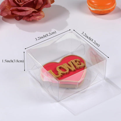 RomanticBaking 3 ¼" x 3 ¼" x 1 ½" 50PCS Chocolate Truffle Boxes for 4，Cookies Boxes Mini Bakery Boxes with Window for Brownie,Soap,Donut