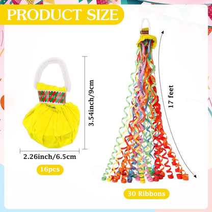 No Mess Streamers,16 Pack Hand Throw Streamers Colorful Party Streamer Poppers No Mess Confetti Poppers Party Poppers for Graduation Birthday Wedding Retirement Celebrations Baby Shower Party Favors