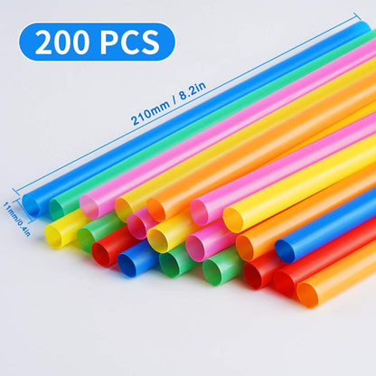 100 Pcs Jumbo Smoothie Straws,Colorful Disposable Wide-mouthed Large Straw.