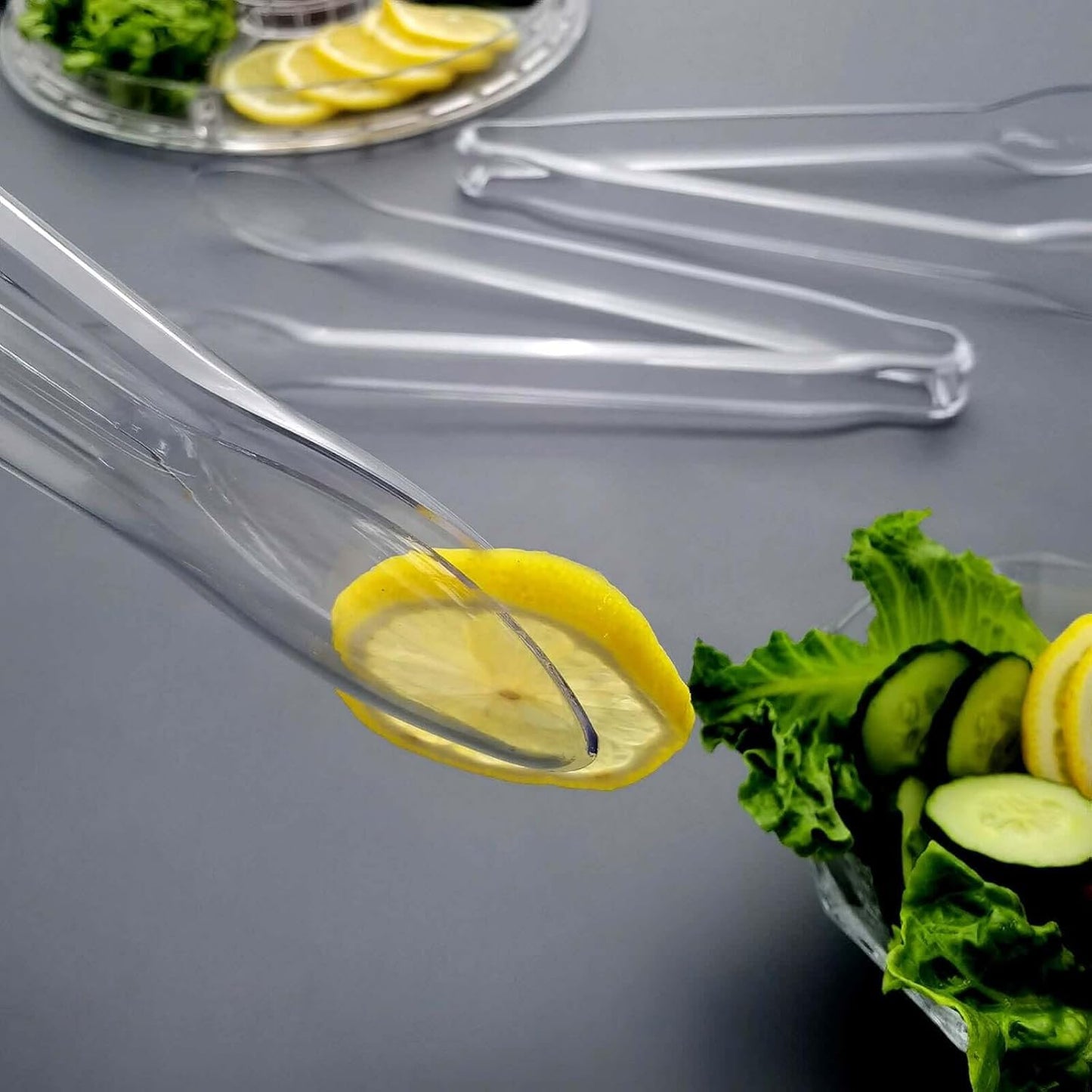 Efavormart 3-Pack 12" Clear Plastic Serving Tongs, Heavy-Duty Disposable Food Tongs for Catering, Buffets, Salads, and Party Events