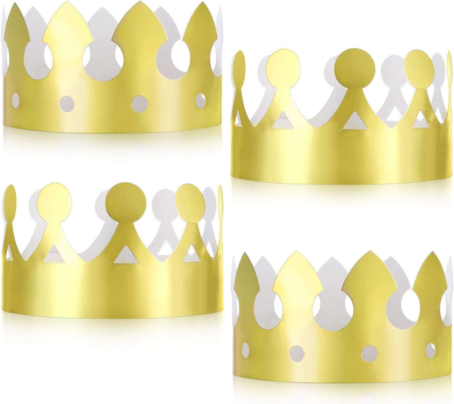 JOVITEC 24 Pcs Gold Paper Crowns Golden King Crown Foil Gold Hat for Birthday Celebration Baby Shower Photo Props