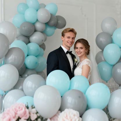 110pcs Black Balloon 12 inch, Black Latex Balloons for Birthday Party Baby Shower Wedding(with 2 Ribbons). - Colors B