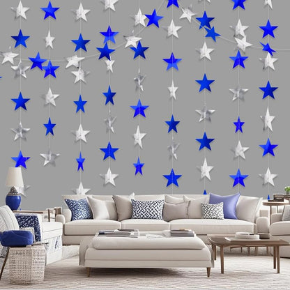 Iridescent Shining Star Hanging Garland Iridescent Hanging Sparkling Star Streamer Glitter Bunting Banner Twinkle Backdrop for Wedding Baby Shower Birthday Christmas Decorations 40 Feet