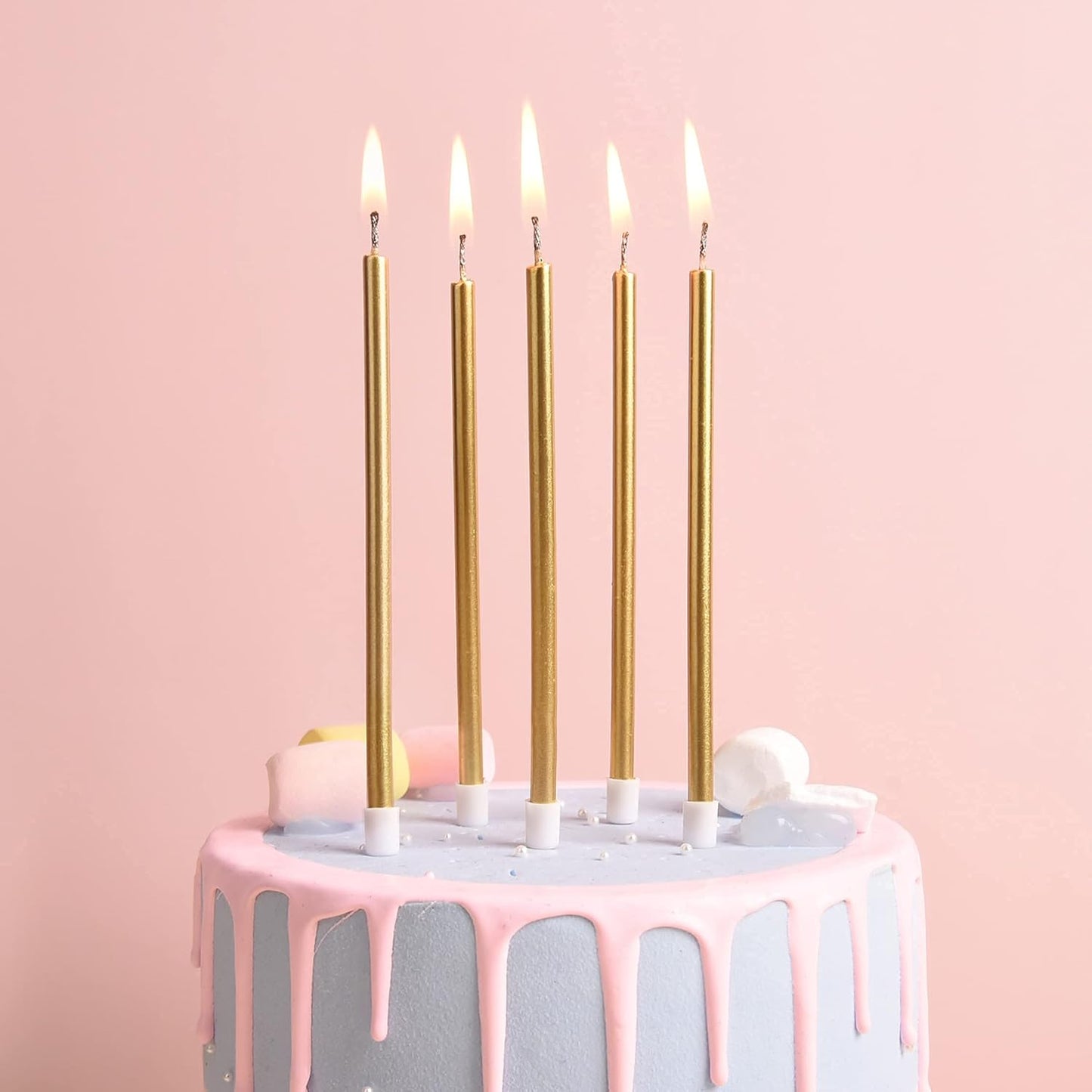 PHD CAKE Champagne Gold Long Thin Metallic Birthday Candles, Cake Candles, Birthday Parties, Wedding Decorations, Party Candles