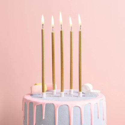 PHD CAKE Champagne Gold Long Thin Metallic Birthday Candles, Cake Candles, Birthday Parties, Wedding Decorations, Party Candles