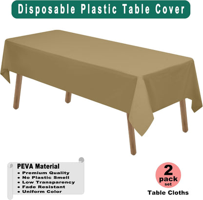 PARTY ULYJA White Plastic Tablecloths 2 Pack Disposable Table Covers 54 x 108 Inch Bridal Shower PEVA Vinyl Table Cloths for Picnic Birthday Wedding Banquet Parties 8 ft Rectangle Table Use