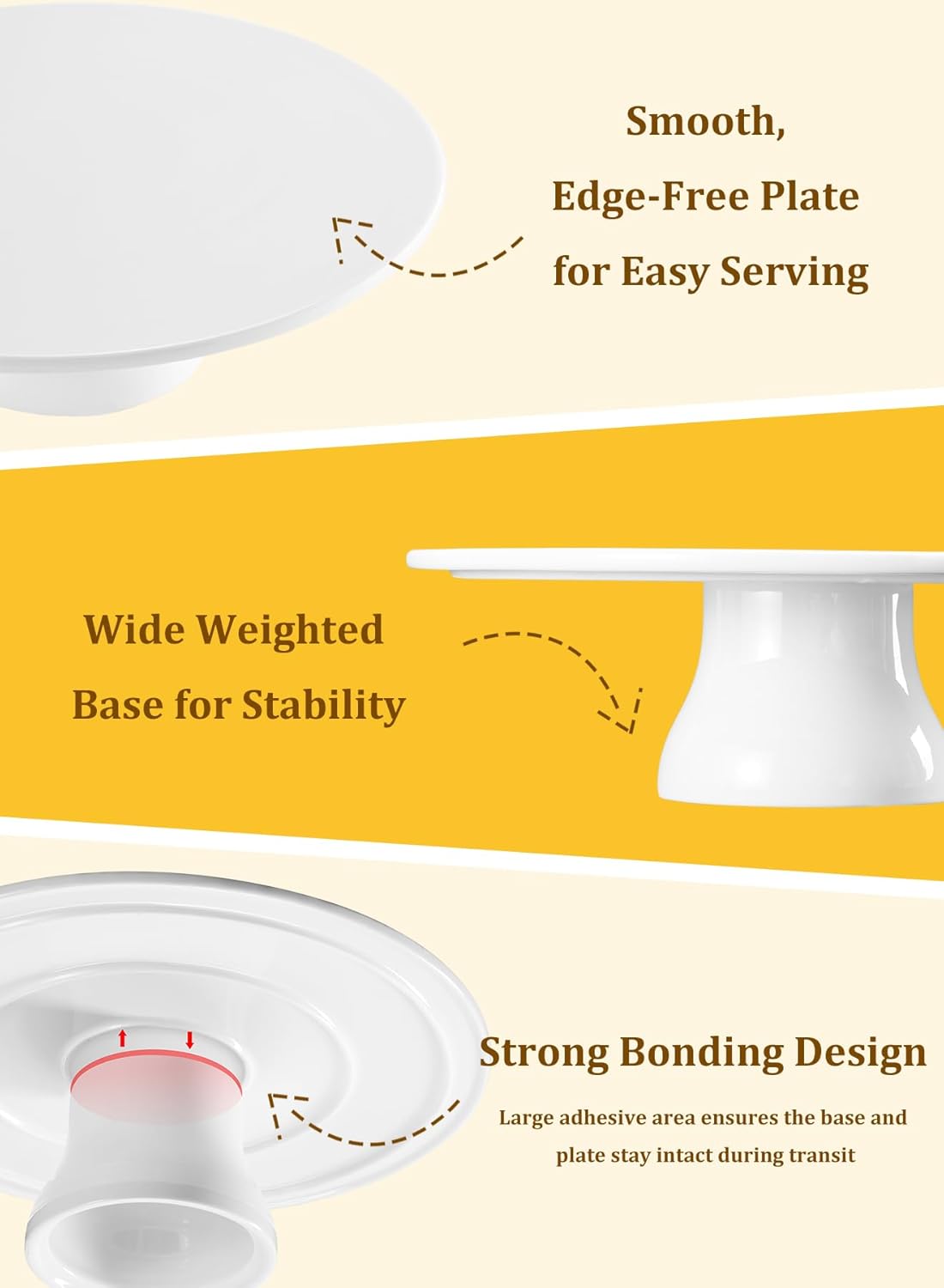 12 inch Porcelain Cake Stand, Round Dessert Stand, Cupcake Stand for Birthday Parties, Weddings, Baby Shower and Other Events, White