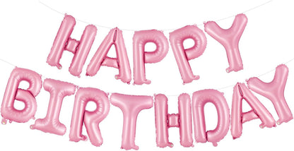 Happy Birthday Balloons Banner, Foil Balloon Personalized Name Letters Balloons Sign Birthday Party Decorations for Women Men Boys Girls Cream