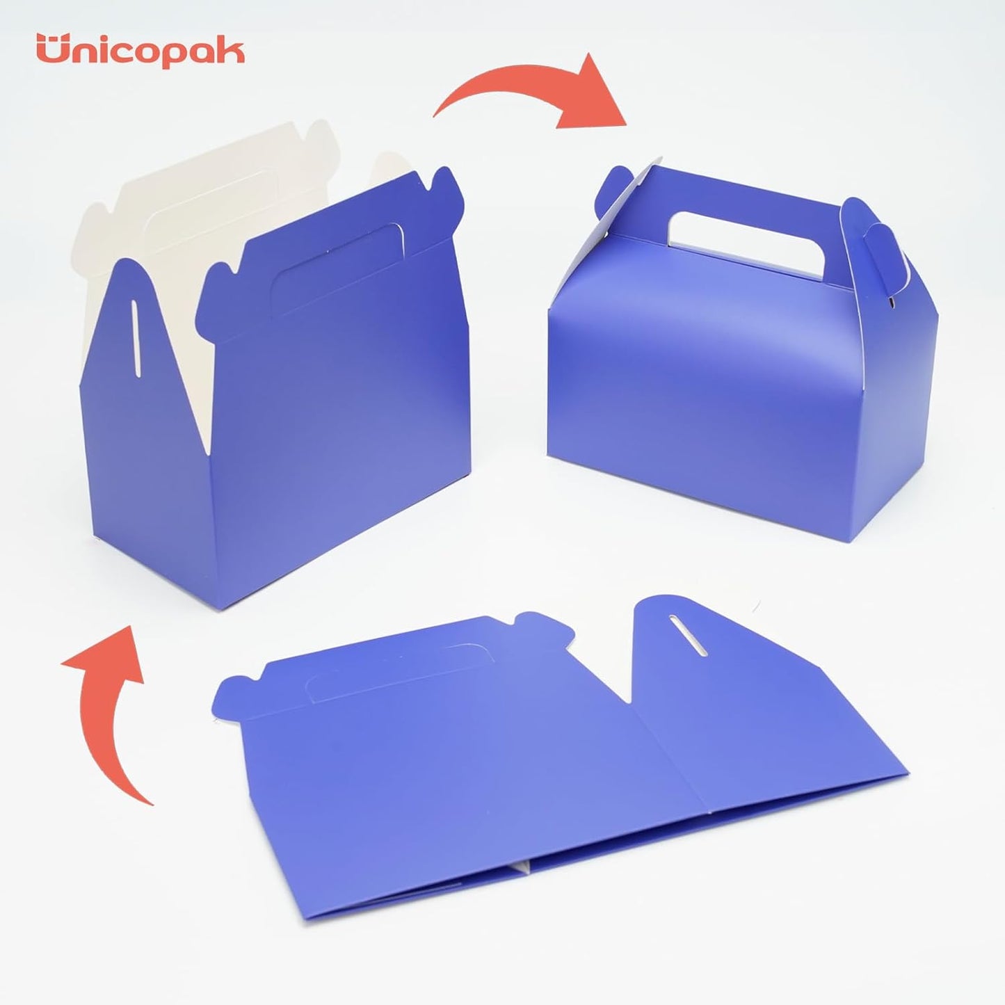 UnicoPak 30 Pack Party Favor Boxes Treat Boxes, White Gable Gift Boxes for Party Favors Goodies Cookies Treats Candies Meals Lunch, 6.5x3.5x3.5 Inches