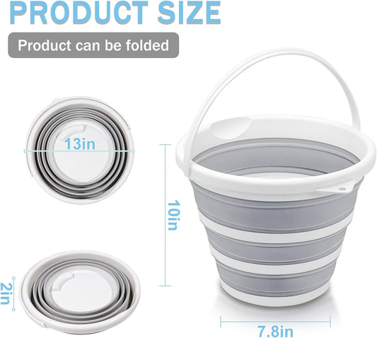 2-Pack Collapsible Buckets - 2.6 Gallon (10L) Large Capacity, Essential for RV, Garden Cleaning, Car Washing, Camping, Fishing, Multi-Purpose Durable Portable Buckets, Easy Storage, Use Anywhere