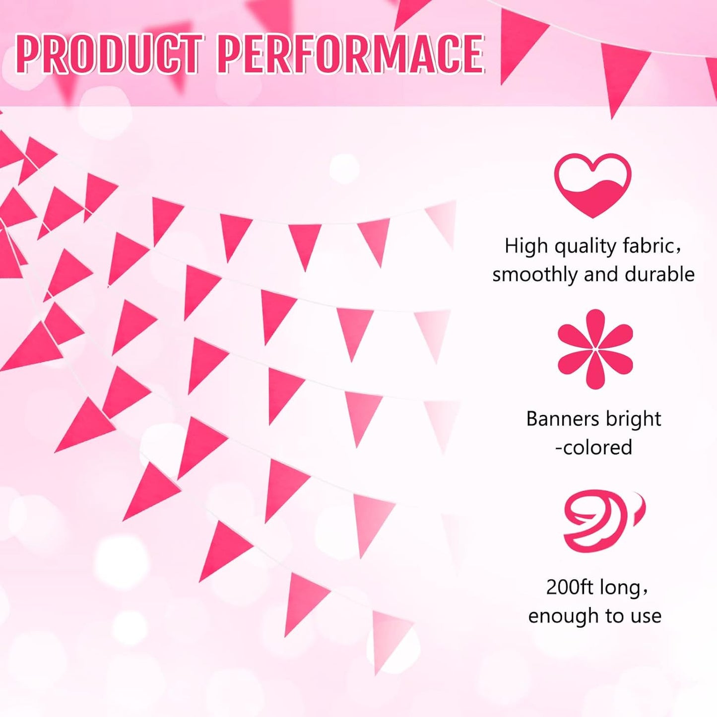 Tatuo 200 Feet Solid Pennant Banners Flags String Triangle Hanging DIY Bunting Flags Party Decorations for Grand Opening Party Banners for Kids Birthday, Shops (White)