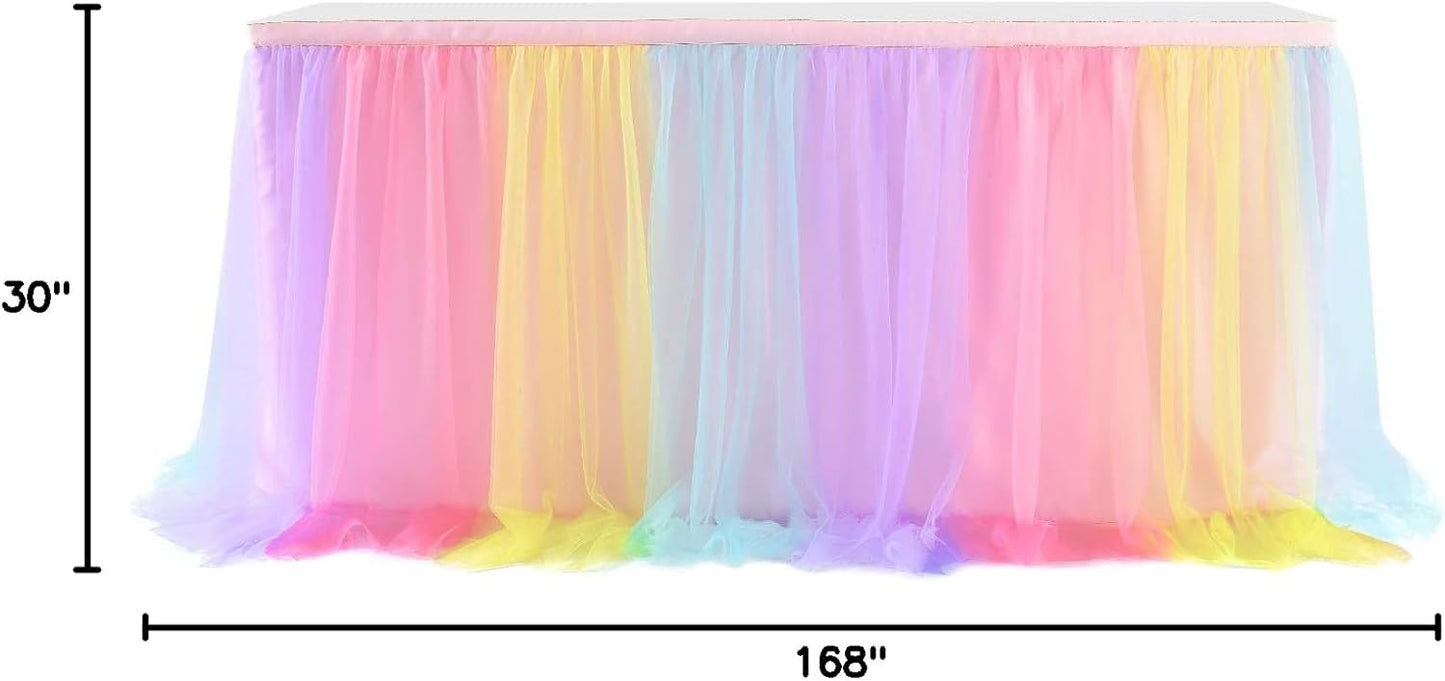 Suppromo 6ft Pink Tulle Table Skirt Baby Shower Tablecloth for Rectangle Tables or Round Tables Pink Ruffle Tutu Table Skirts Desk Skirt for Princess Girls Birthday Party Cake Dessert Decorations