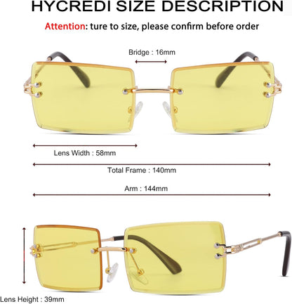 Rectangle Sunglasses for Men/Women Small Rimless Square Shade Eyewear