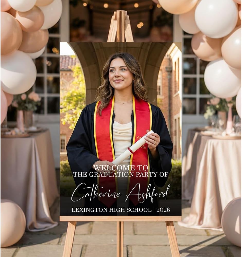 Graduation Party Welcome Sign, Custom Photo Grad Party Sign, Personalized High School & College University Grad Decoration #4