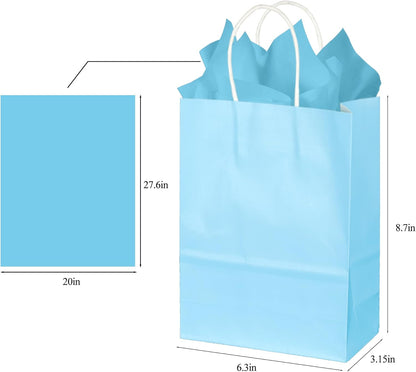 BLEWINDZ 32 Pieces Gift Bags with 32 Tissues, 8 Colors Party Favor Bags with Handles, Rainbow Gift Bag for Wedding, Birthday, Party Supplies and Gifts
