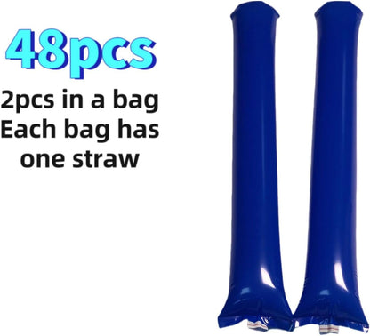 48pcs Round Head Boom Sticks Thunder Sticks Cheering Sticks Team Spirit Plastic Cheerleading Spirit Stick Clapper Inflatable Noise Maker Sports Supply (Blue)