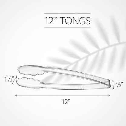 [Black Tongs 7.5'' Inches] Plasticpro 7.5'' Serving Tongs Heavy Duty Reusable Kitchen and BBQ Black Serving Tong for party's, Caterings, Events, Buffet, Weddings, And every Day use Pack of 12
